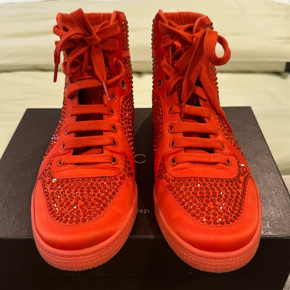COPY - Gucci satin orange Swarovski embellished high tops size 40